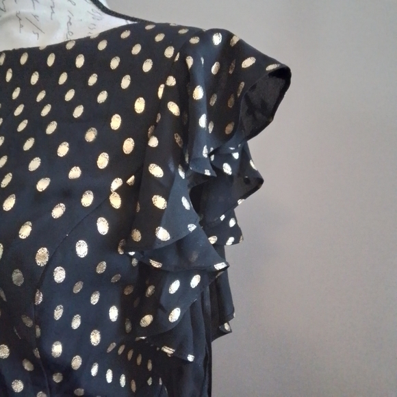 NWT IEENA for Mac Duggal Black & Gold Dot Tiered Ruffle Dress - 12 - Picture 11 of 16